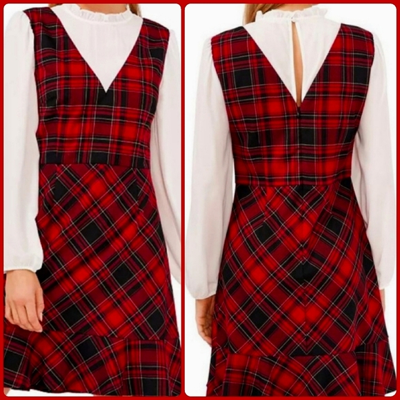 Riley & Rae Dresses & Skirts - Riley & Rae Red Plaid Long Sleeve Dress